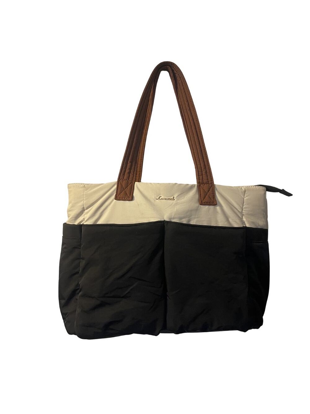 Lovevook Pufflet Two Tone Tote Shoulder Bag Color Block Travel Laptop Luggage